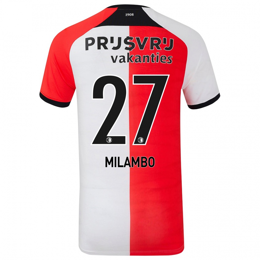 Børn Antoni Milambo #27 Rød Hvid Hjemmebane Spillertrøjer 2024/25 Trøje T-Shirt