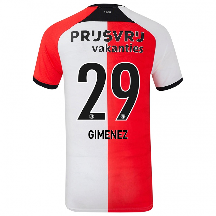 Børn Santiago Gimenez #29 Rød Hvid Hjemmebane Spillertrøjer 2024/25 Trøje T-Shirt