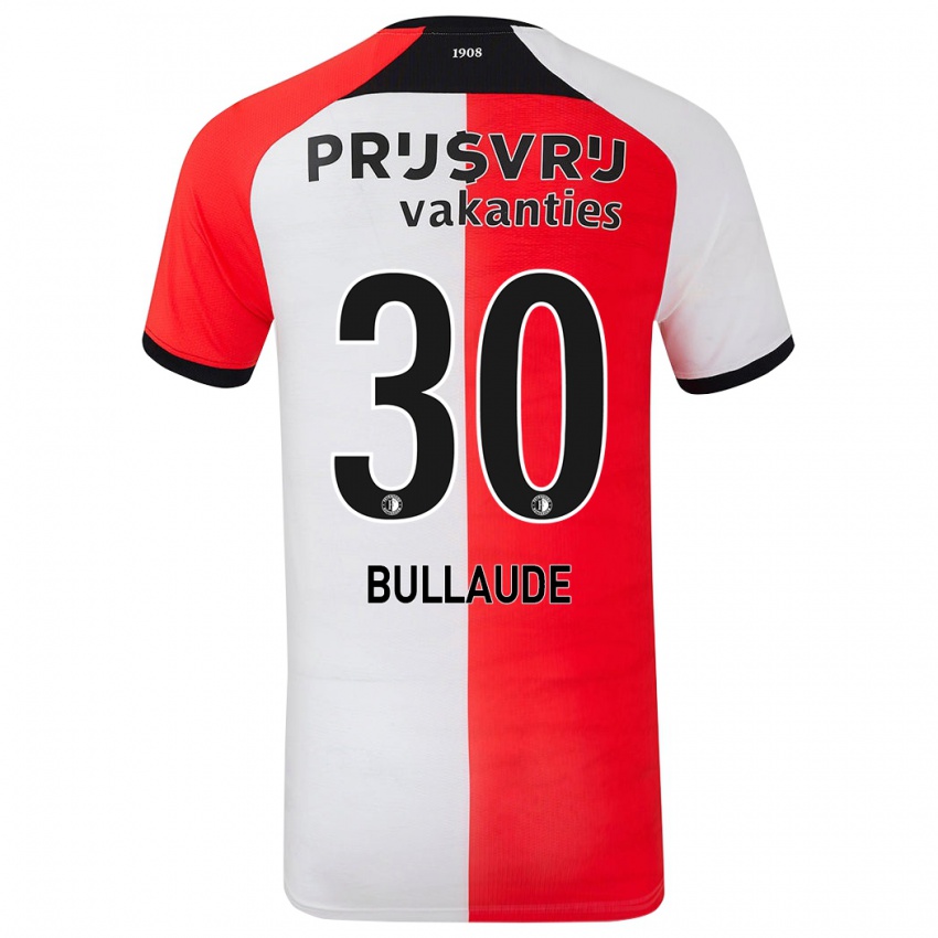 Børn Ezequiel Bullaude #30 Rød Hvid Hjemmebane Spillertrøjer 2024/25 Trøje T-Shirt