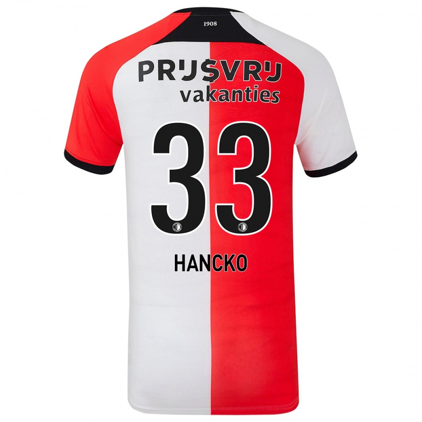 Børn David Hancko #33 Rød Hvid Hjemmebane Spillertrøjer 2024/25 Trøje T-Shirt