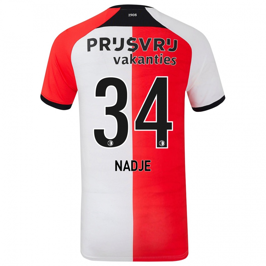 Børn Chris-Kévin Nadje #34 Rød Hvid Hjemmebane Spillertrøjer 2024/25 Trøje T-Shirt