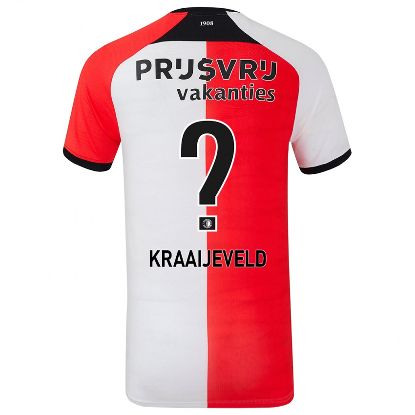 Børn Thijs Kraaijeveld #0 Rød Hvid Hjemmebane Spillertrøjer 2024/25 Trøje T-Shirt