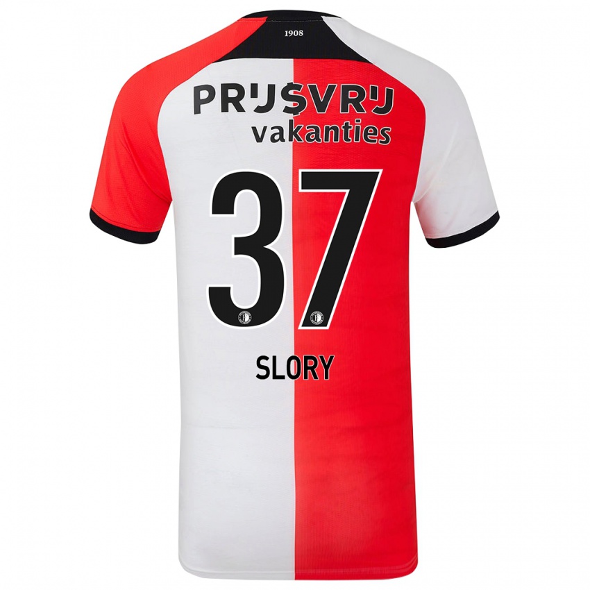 Børn Jaden Slory #37 Rød Hvid Hjemmebane Spillertrøjer 2024/25 Trøje T-Shirt