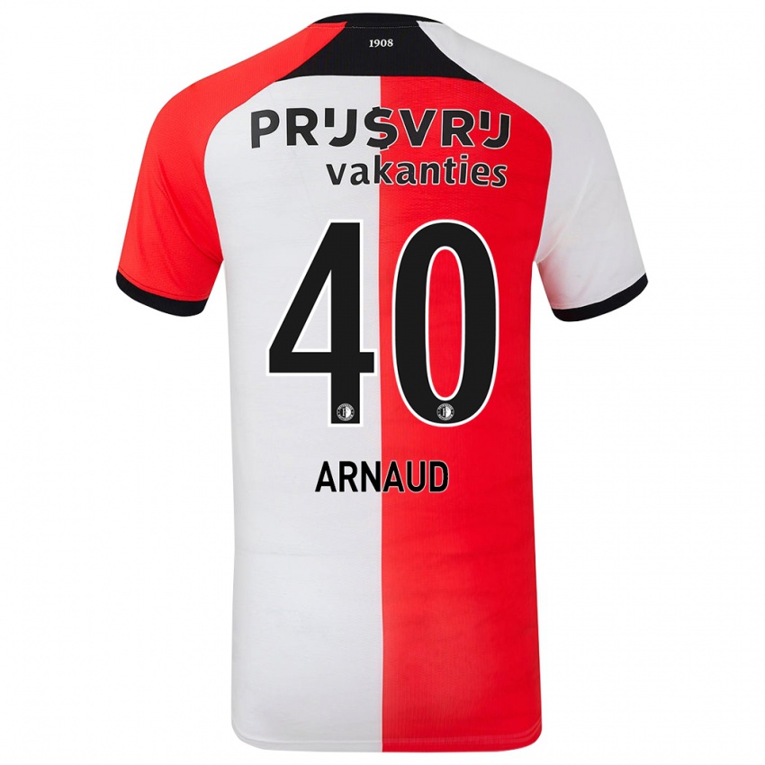 Børn Lugene Arnaud #40 Rød Hvid Hjemmebane Spillertrøjer 2024/25 Trøje T-Shirt