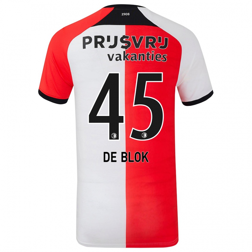 Børn Lars De Blok #45 Rød Hvid Hjemmebane Spillertrøjer 2024/25 Trøje T-Shirt