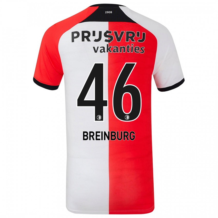 Børn Rainey Breinburg #46 Rød Hvid Hjemmebane Spillertrøjer 2024/25 Trøje T-Shirt