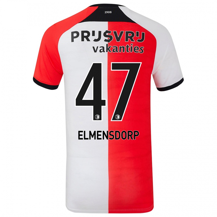 Børn Paris Elmensdorp #47 Rød Hvid Hjemmebane Spillertrøjer 2024/25 Trøje T-Shirt