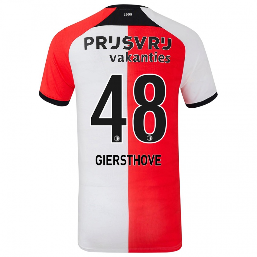 Børn Djomar Giersthove #48 Rød Hvid Hjemmebane Spillertrøjer 2024/25 Trøje T-Shirt