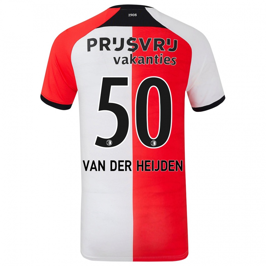 Børn Delano Van Der Heijden #50 Rød Hvid Hjemmebane Spillertrøjer 2024/25 Trøje T-Shirt