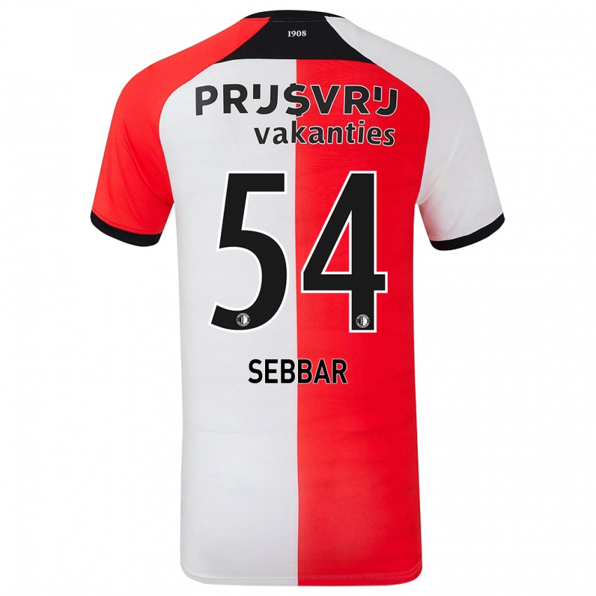 Børn Marouane Sebbar #54 Rød Hvid Hjemmebane Spillertrøjer 2024/25 Trøje T-Shirt