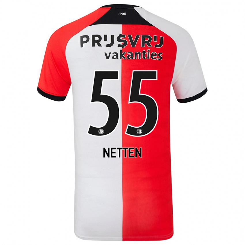 Børn Luc Netten #55 Rød Hvid Hjemmebane Spillertrøjer 2024/25 Trøje T-Shirt