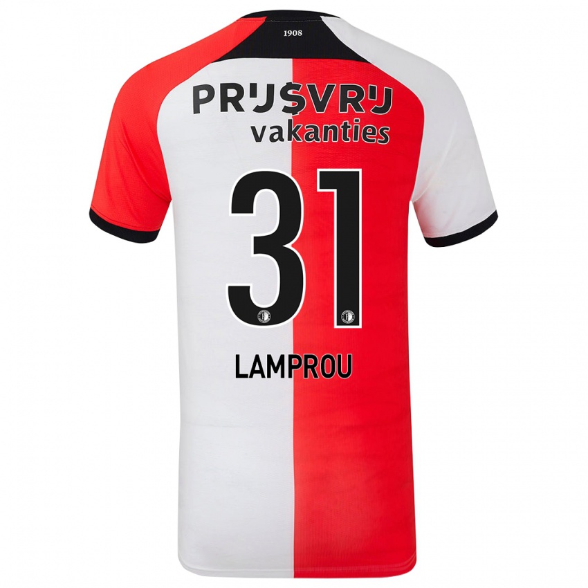 Børn Kostas Lamprou #31 Rød Hvid Hjemmebane Spillertrøjer 2024/25 Trøje T-Shirt