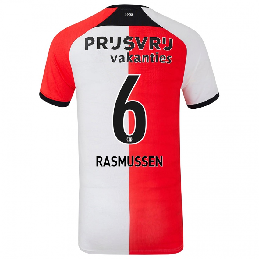 Børn Jacob Rasmussen #6 Rød Hvid Hjemmebane Spillertrøjer 2024/25 Trøje T-Shirt