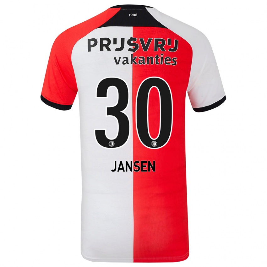 Børn Thijs Jansen #30 Rød Hvid Hjemmebane Spillertrøjer 2024/25 Trøje T-Shirt