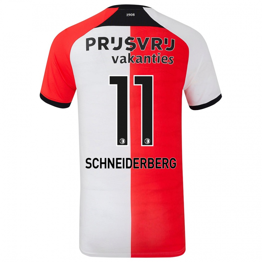 Børn July Schneiderberg #11 Rød Hvid Hjemmebane Spillertrøjer 2024/25 Trøje T-Shirt