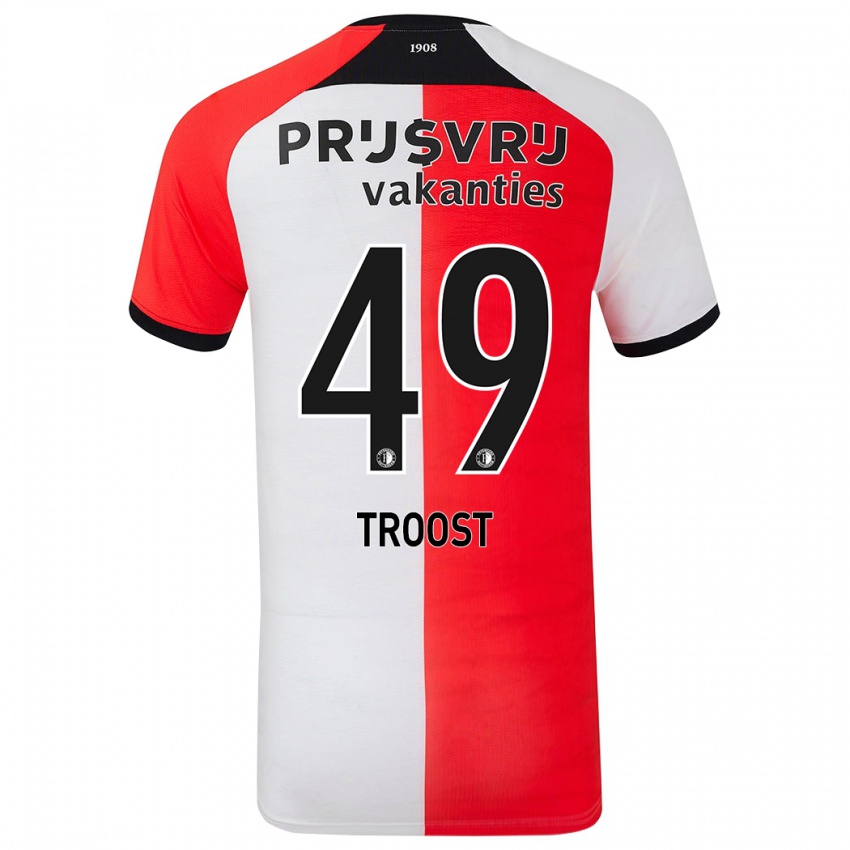 Børn Tein Troost #49 Rød Hvid Hjemmebane Spillertrøjer 2024/25 Trøje T-Shirt