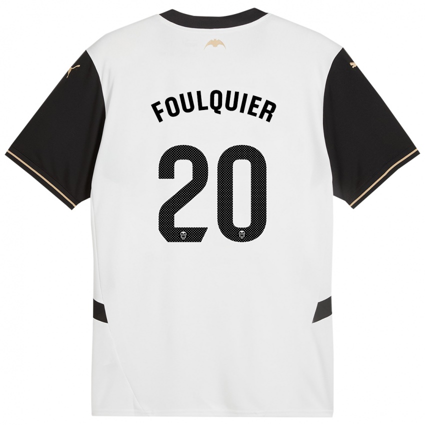 Børn Dimitri Foulquier #20 Hvid Sort Hjemmebane Spillertrøjer 2024/25 Trøje T-Shirt