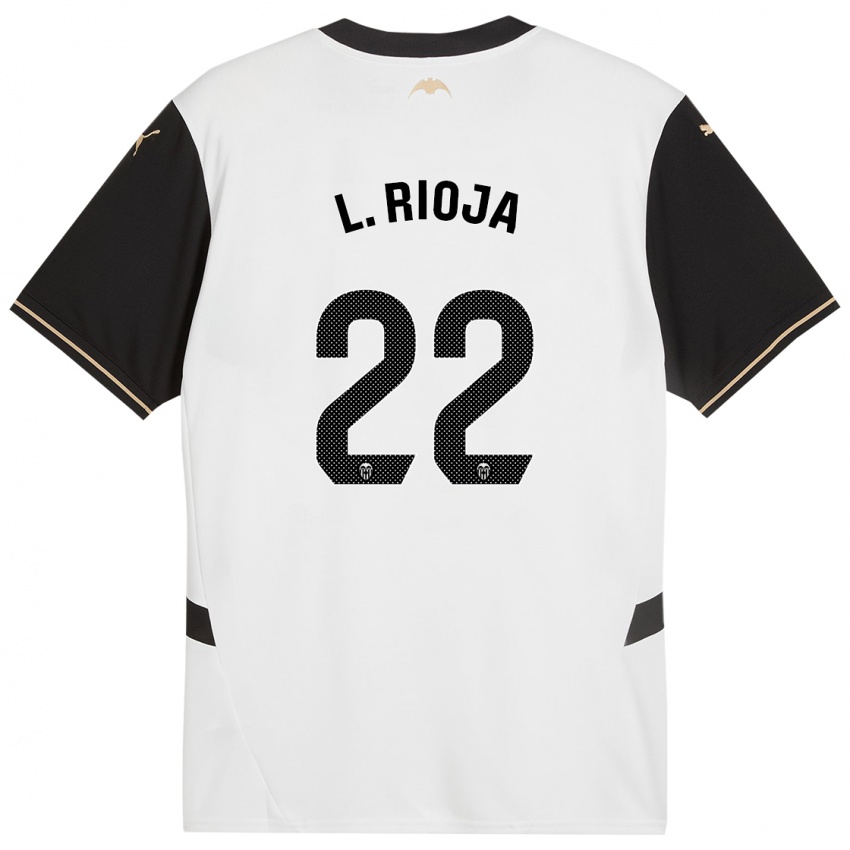 Børn Luis Rioja #22 Hvid Sort Hjemmebane Spillertrøjer 2024/25 Trøje T-Shirt