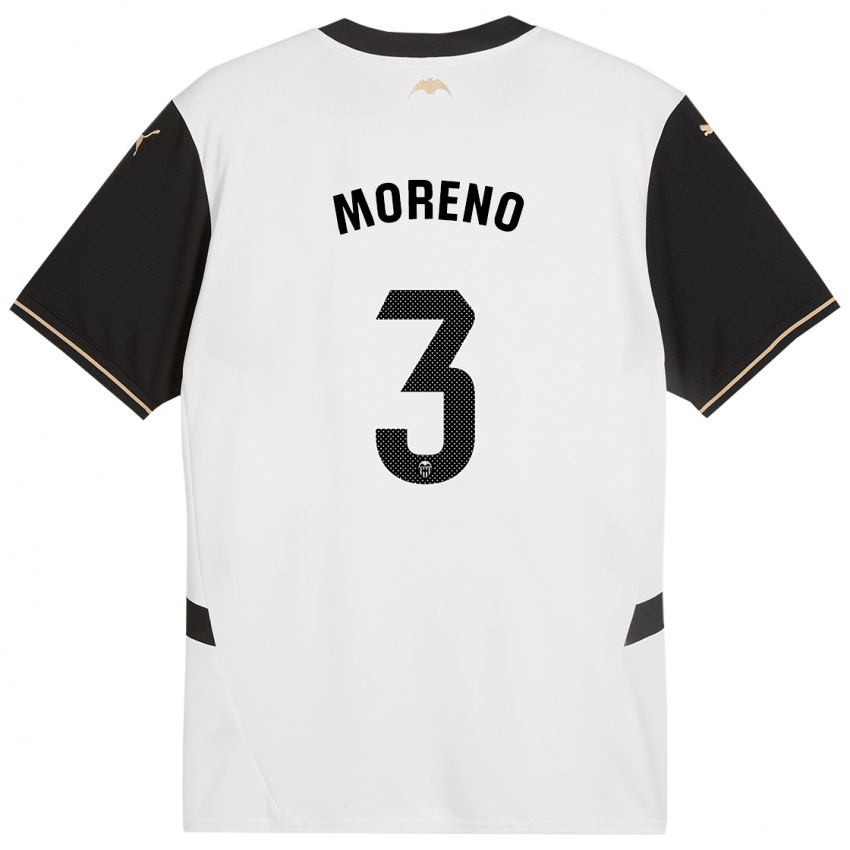 Børn Diego Moreno #3 Hvid Sort Hjemmebane Spillertrøjer 2024/25 Trøje T-Shirt