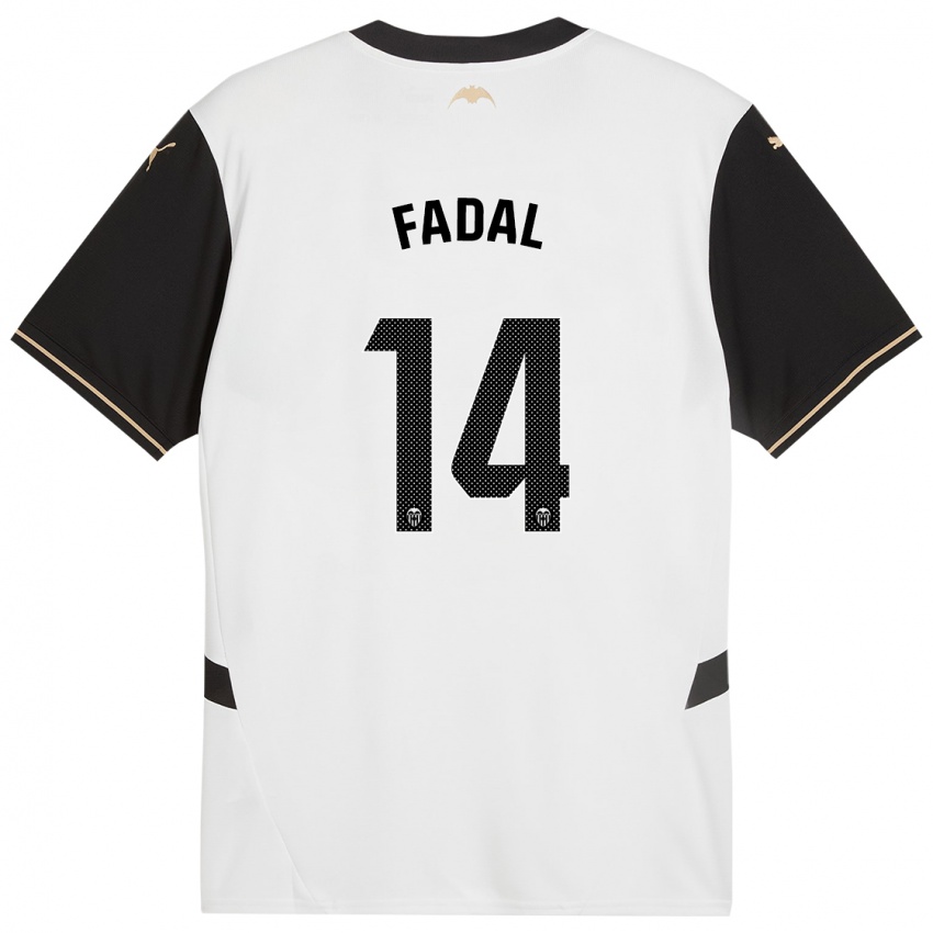 Børn Ali Fadal #14 Hvid Sort Hjemmebane Spillertrøjer 2024/25 Trøje T-Shirt