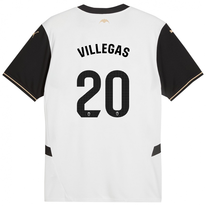 Børn Noelia Villegas #20 Hvid Sort Hjemmebane Spillertrøjer 2024/25 Trøje T-Shirt