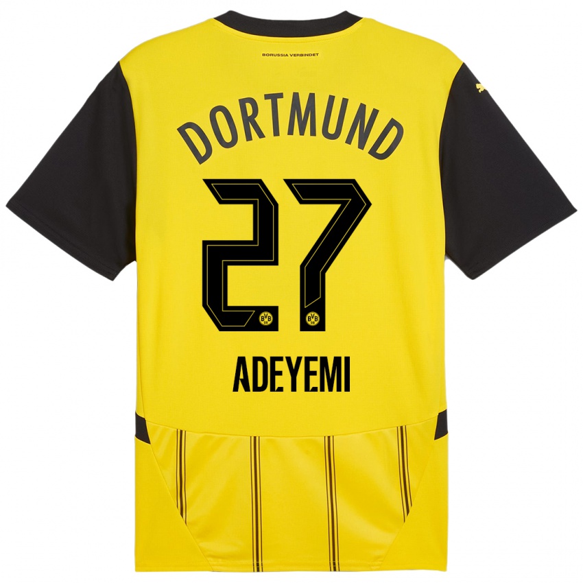 Børn Karim Adeyemi #27 Gul Sort Hjemmebane Spillertrøjer 2024/25 Trøje T-Shirt