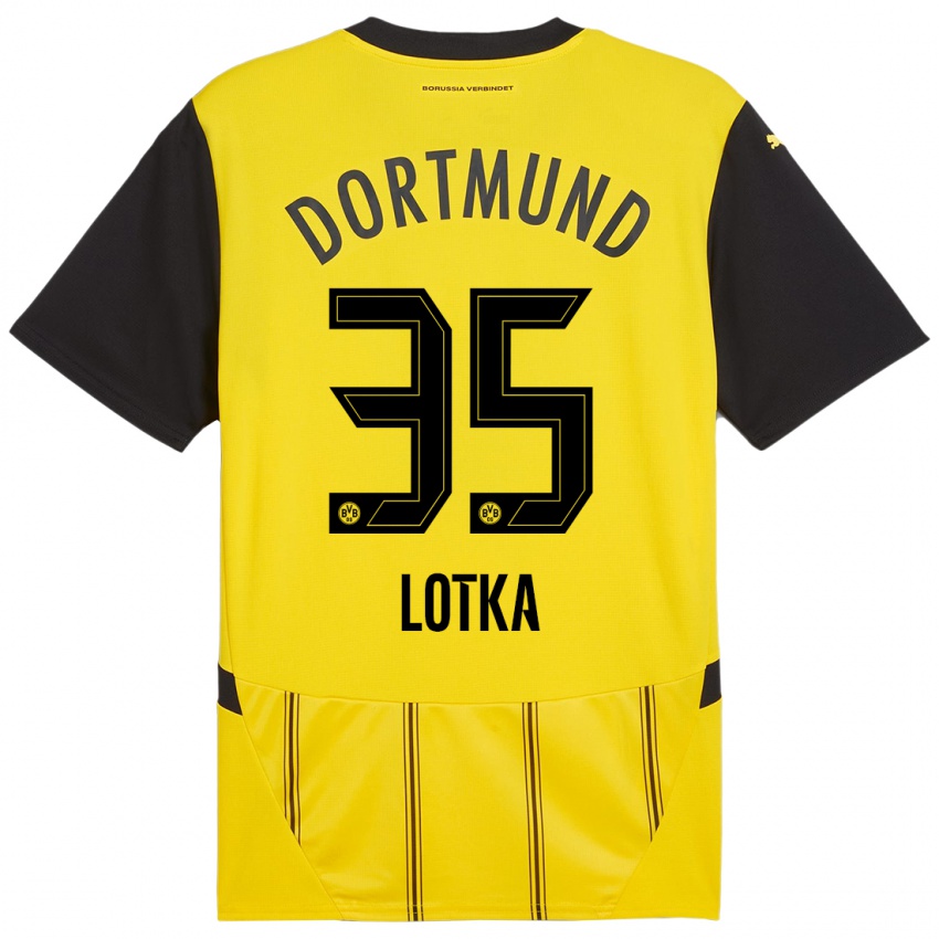 Børn Marcel Lotka #35 Gul Sort Hjemmebane Spillertrøjer 2024/25 Trøje T-Shirt