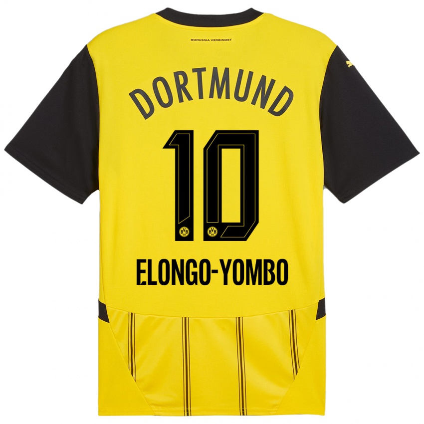 Børn Rodney Elongo-Yombo #10 Gul Sort Hjemmebane Spillertrøjer 2024/25 Trøje T-Shirt