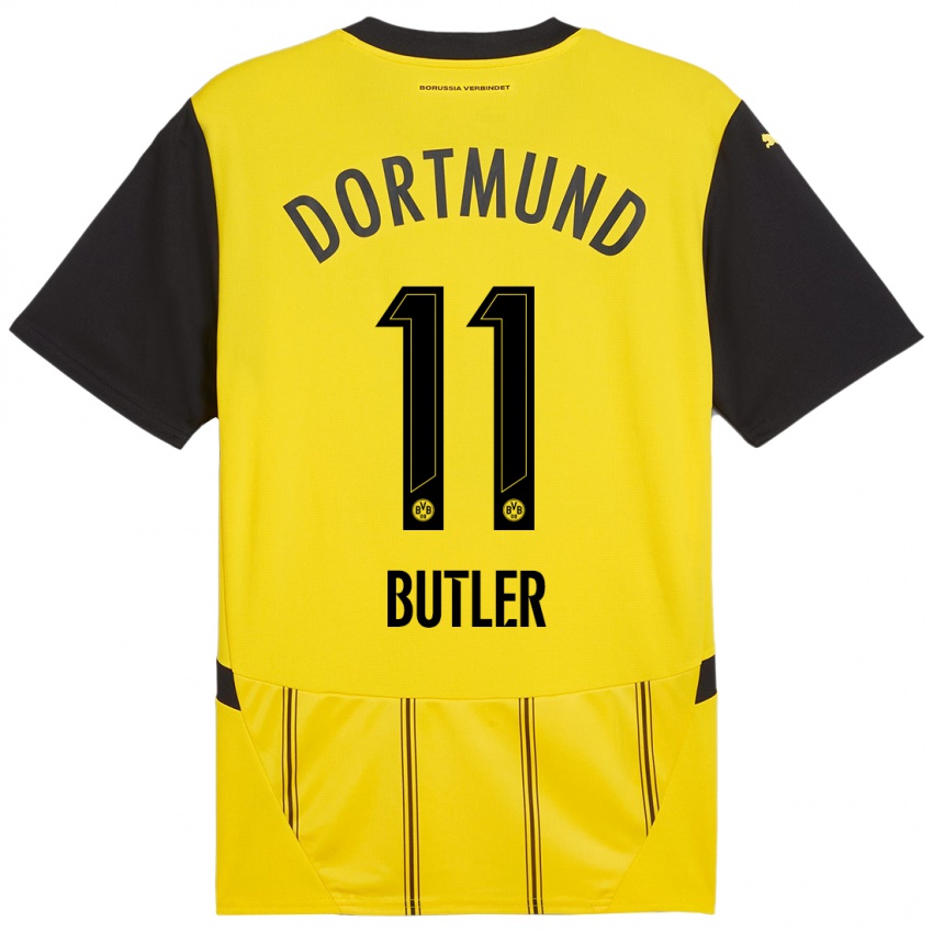 Børn Justin Butler #11 Gul Sort Hjemmebane Spillertrøjer 2024/25 Trøje T-Shirt