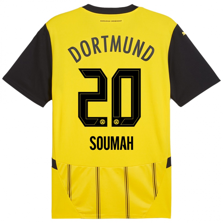 Børn Moussa Soumah #20 Gul Sort Hjemmebane Spillertrøjer 2024/25 Trøje T-Shirt