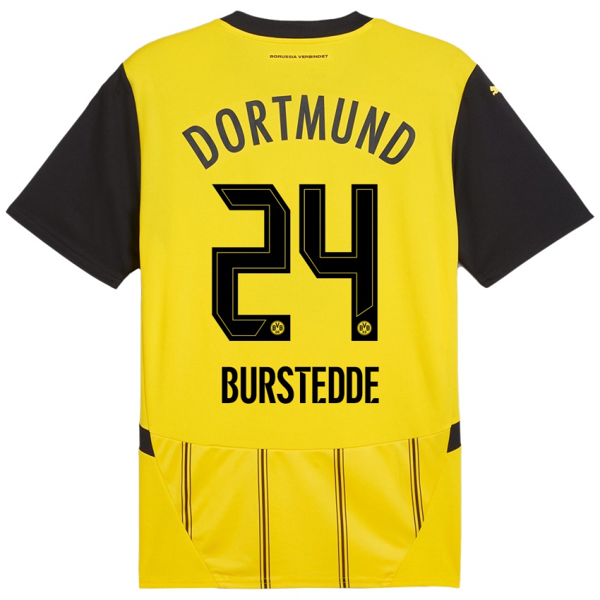 Børn Joshua Burstedde #24 Gul Sort Hjemmebane Spillertrøjer 2024/25 Trøje T-Shirt