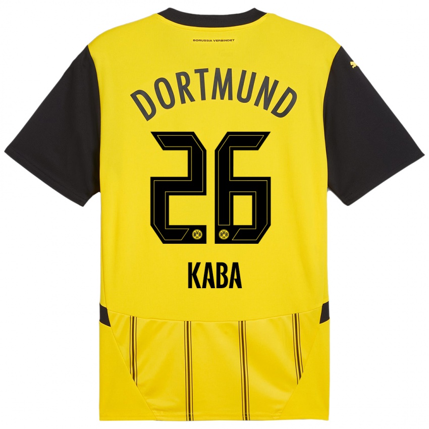 Børn Mussa Kaba #26 Gul Sort Hjemmebane Spillertrøjer 2024/25 Trøje T-Shirt