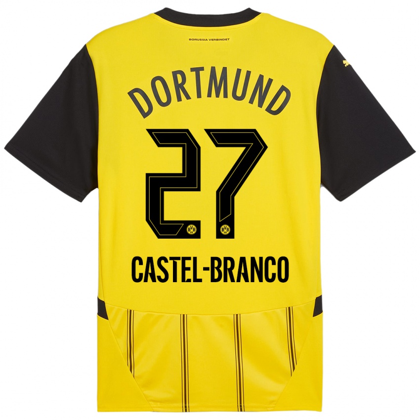 Børn Diego Castel-Branco #27 Gul Sort Hjemmebane Spillertrøjer 2024/25 Trøje T-Shirt