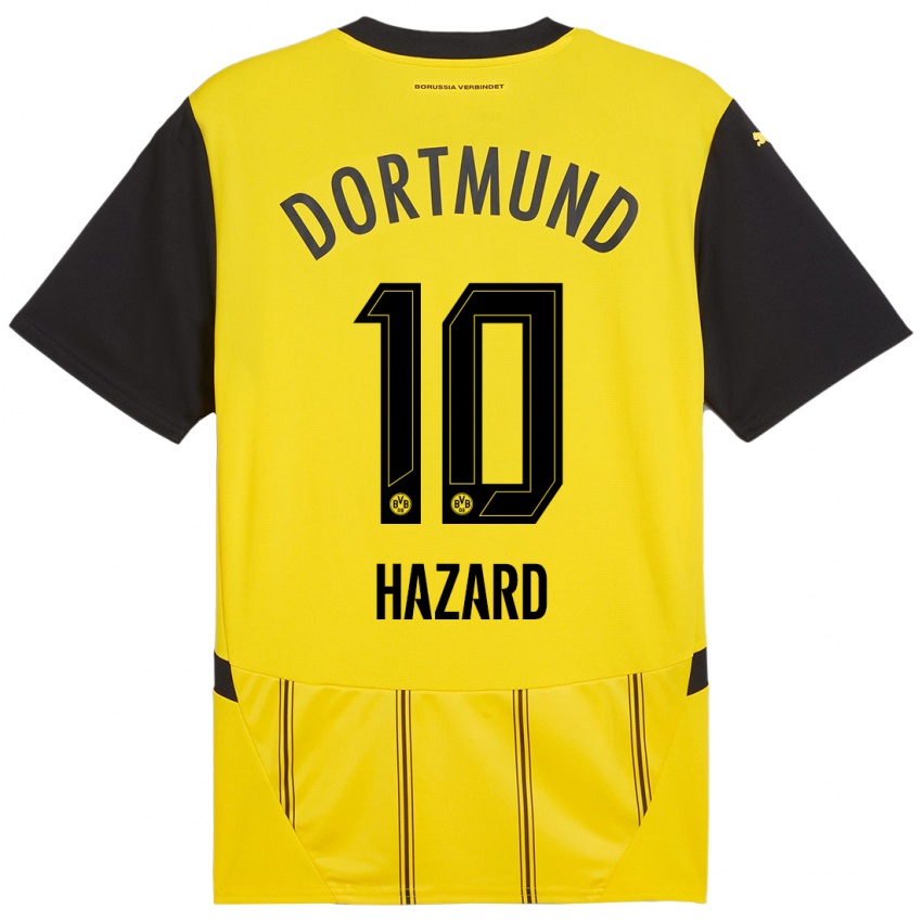 Børn Thorgan Hazard #10 Gul Sort Hjemmebane Spillertrøjer 2024/25 Trøje T-Shirt