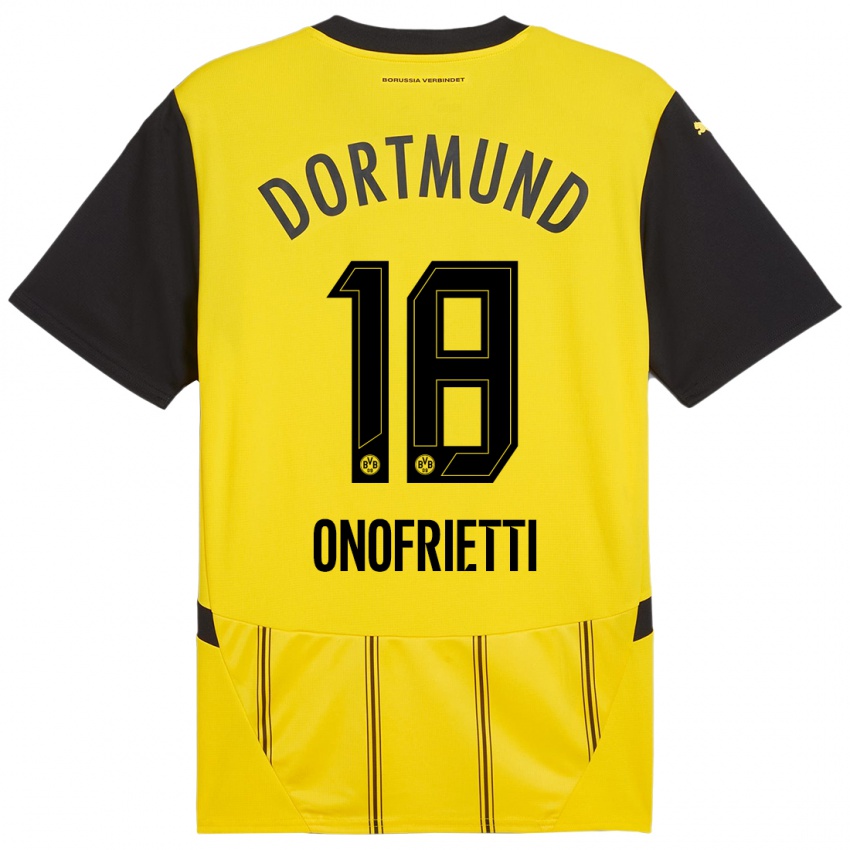 Børn Vincenzo Onofrietti #18 Gul Sort Hjemmebane Spillertrøjer 2024/25 Trøje T-Shirt