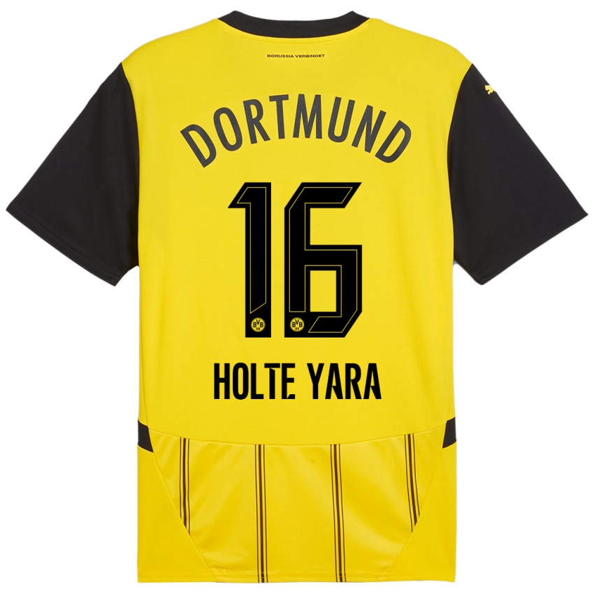 Børn Ten Holte Yara #16 Gul Sort Hjemmebane Spillertrøjer 2024/25 Trøje T-Shirt