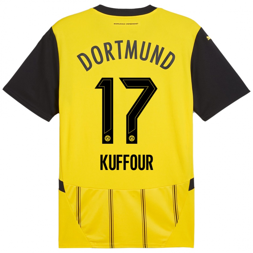 Børn Lloyd-Addo Kuffour #17 Gul Sort Hjemmebane Spillertrøjer 2024/25 Trøje T-Shirt