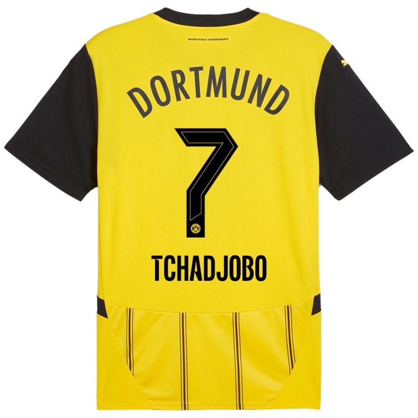 Børn Dia Tchadjobo #7 Gul Sort Hjemmebane Spillertrøjer 2024/25 Trøje T-Shirt