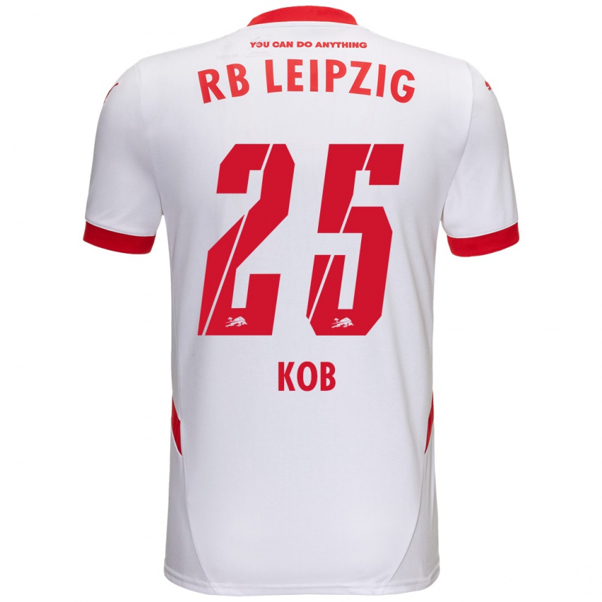 Børn Leon Koß #25 Hvid Rød Hjemmebane Spillertrøjer 2024/25 Trøje T-Shirt