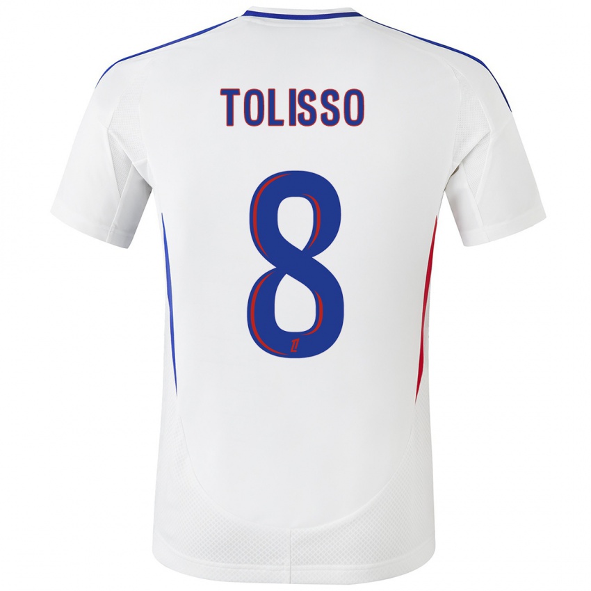 Børn Corentin Tolisso #8 Hvid Blå Hjemmebane Spillertrøjer 2024/25 Trøje T-Shirt