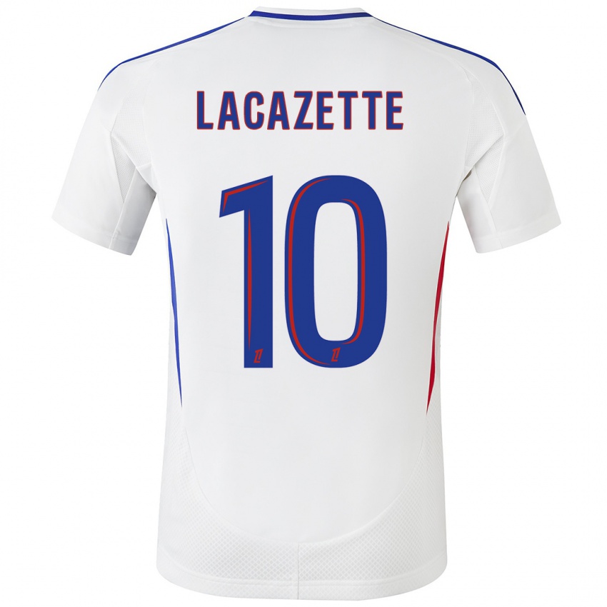 Børn Alexandre Lacazette #10 Hvid Blå Hjemmebane Spillertrøjer 2024/25 Trøje T-Shirt