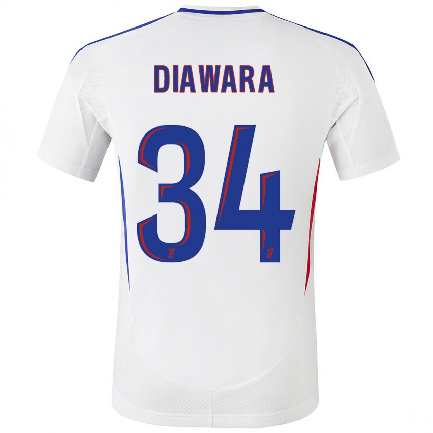 Børn Mahamadou Diawara #34 Hvid Blå Hjemmebane Spillertrøjer 2024/25 Trøje T-Shirt