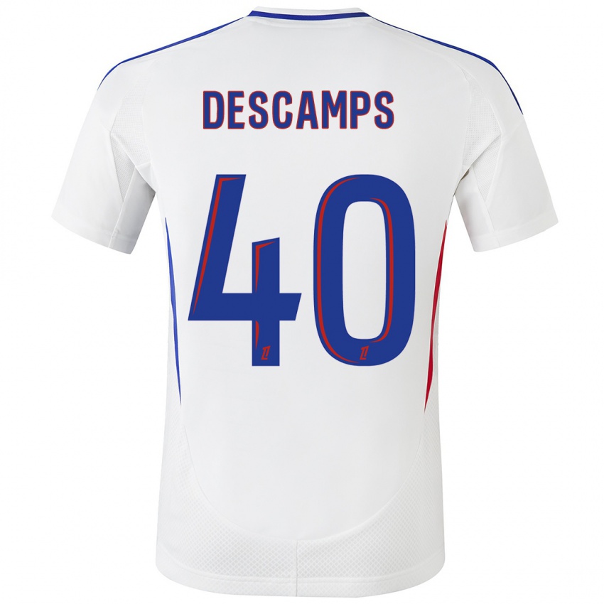 Børn Rémy Descamps #40 Hvid Blå Hjemmebane Spillertrøjer 2024/25 Trøje T-Shirt