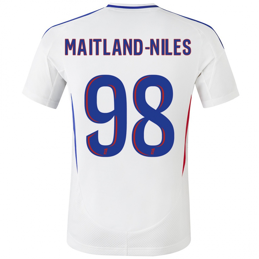 Børn Ainsley Maitland-Niles #98 Hvid Blå Hjemmebane Spillertrøjer 2024/25 Trøje T-Shirt