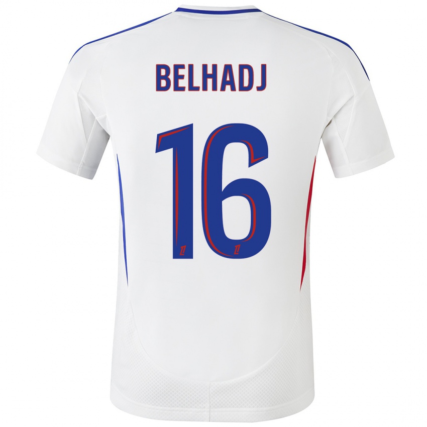 Børn Féerine Belhadj #16 Hvid Blå Hjemmebane Spillertrøjer 2024/25 Trøje T-Shirt