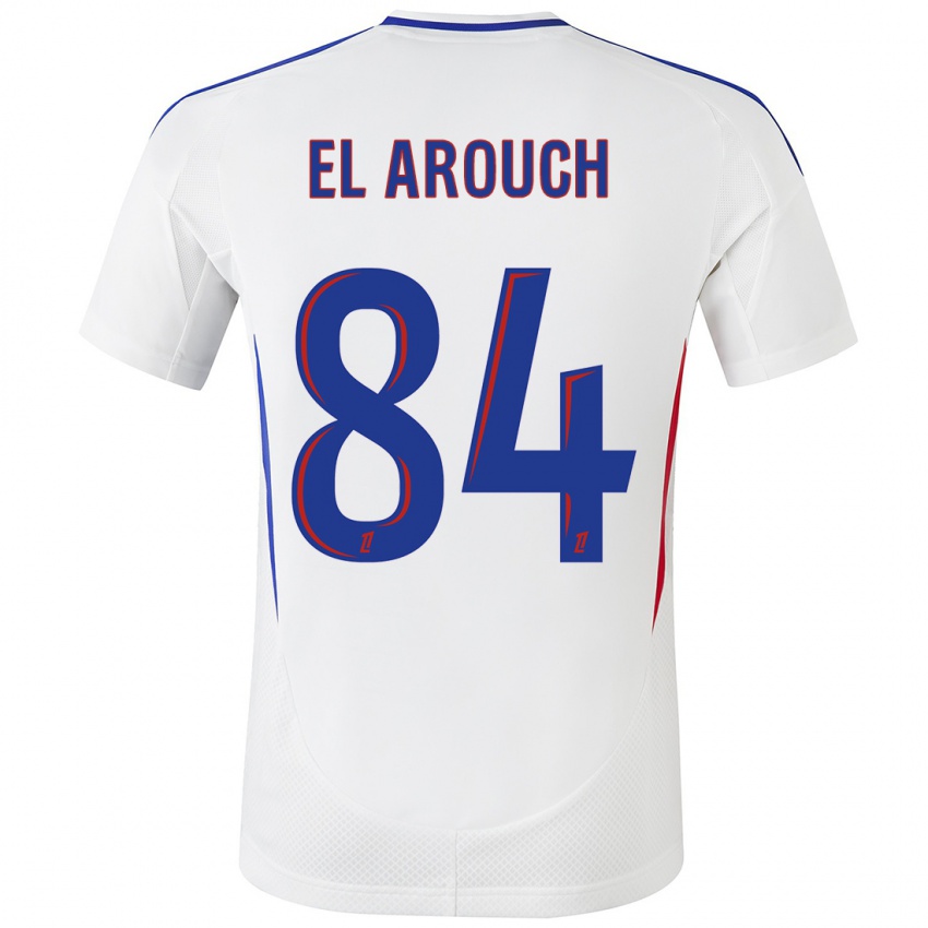 Børn Mohamed El Arouch #84 Hvid Blå Hjemmebane Spillertrøjer 2024/25 Trøje T-Shirt