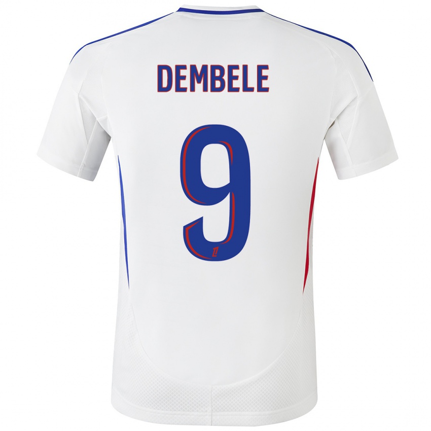 Børn Moussa Dembele #9 Hvid Blå Hjemmebane Spillertrøjer 2024/25 Trøje T-Shirt