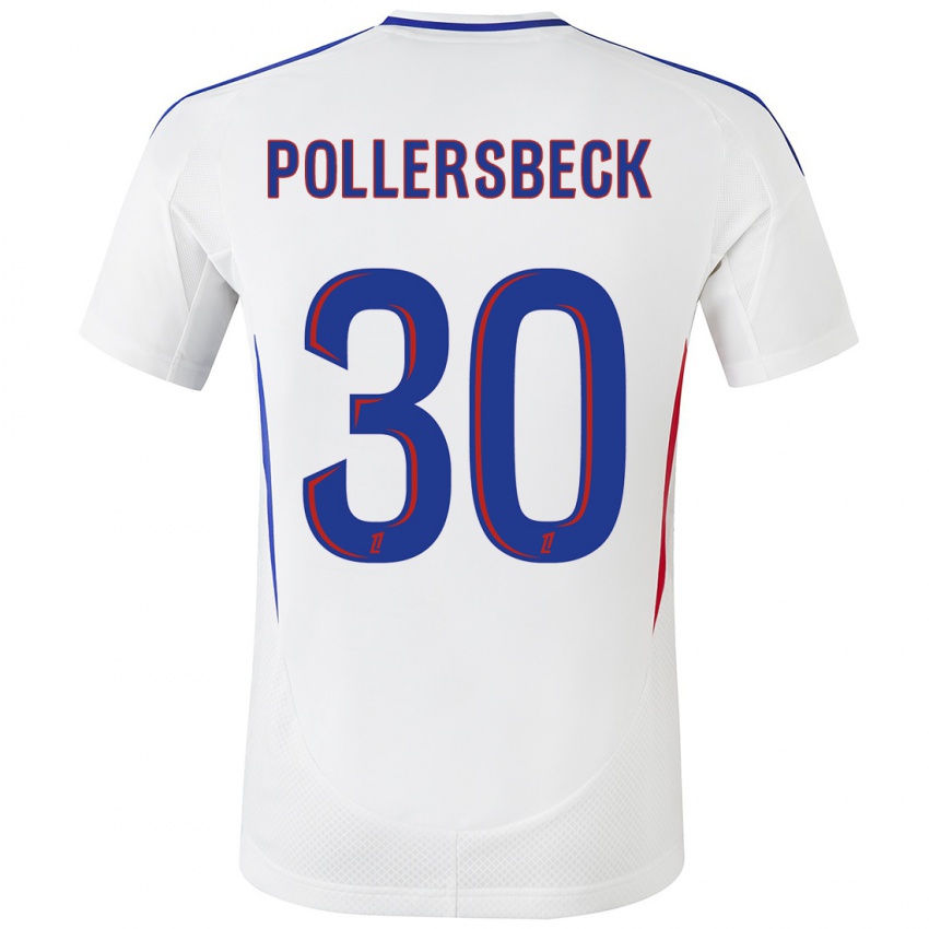 Børn Julian Pollersbeck #30 Hvid Blå Hjemmebane Spillertrøjer 2024/25 Trøje T-Shirt