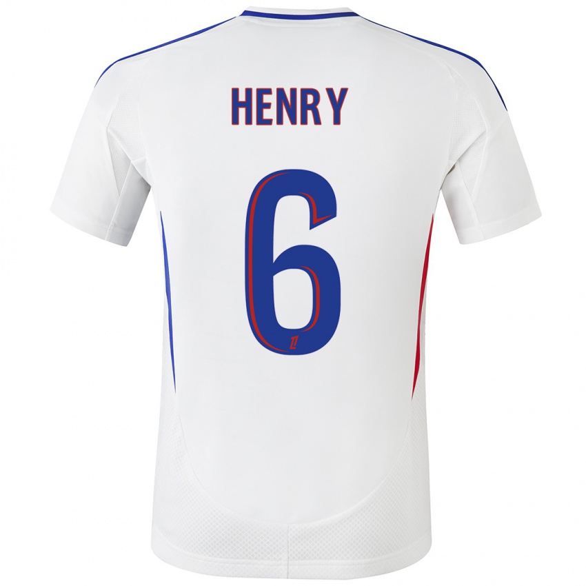 Børn Amandine Henry #6 Hvid Blå Hjemmebane Spillertrøjer 2024/25 Trøje T-Shirt