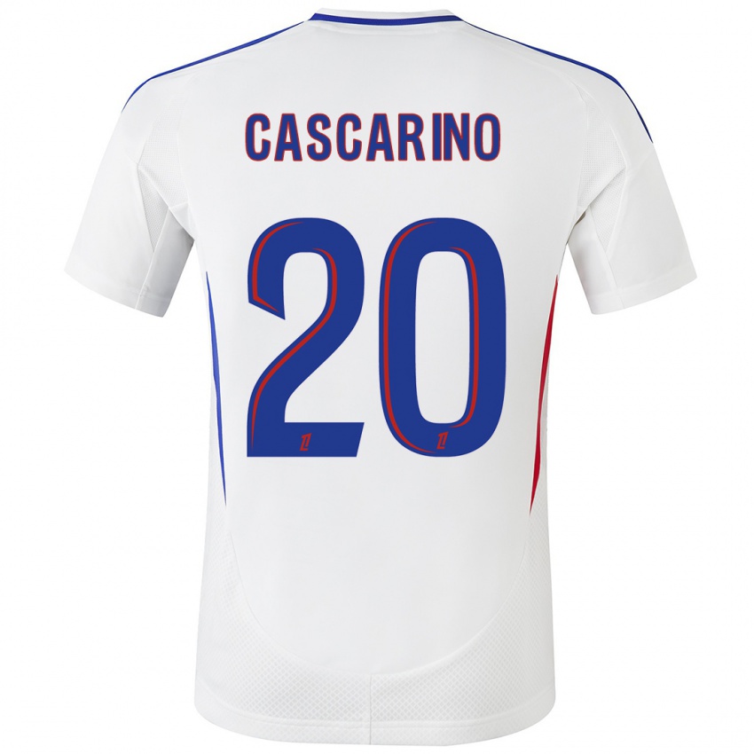 Børn Delphine Cascarino #20 Hvid Blå Hjemmebane Spillertrøjer 2024/25 Trøje T-Shirt